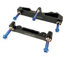 Load image into Gallery viewer, Nissan 350z R35 brake conversion kit with adapter brackets made from billet 7075 t6 aluminium. Front brackets with angle correction.