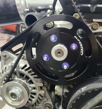 Load image into Gallery viewer, Nissan Skyline RB26 lightweight billet water pump pulley. RB26 RB28 RB26DETT with Titanium Stud Kit