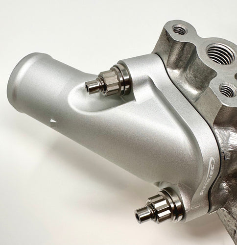 RB26 Billet Water Outlet with AN-6 Fittings with Titanium Studs