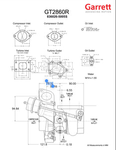 Garrett GT2860R - 836026-5005S Nissan Skyline RB26DETT Direct Replacement Turbo Upgrade - Turbo Airflow Map - Garrett In Motion 